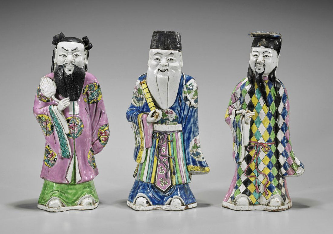 Three Antique Chinese Porcelain Star Gods (1 of 2)