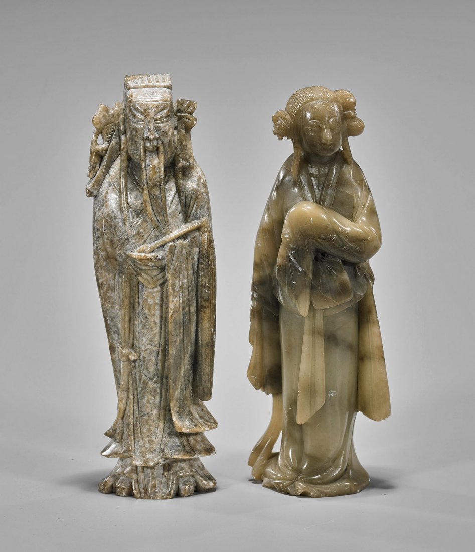 Two Antique Chinese Carved Soapstone Figures (1 of 1)