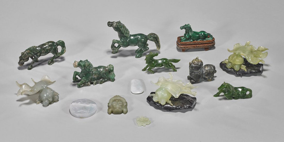 Fourteen Chinese Jade/Hardstone Carvings (1 of 1)