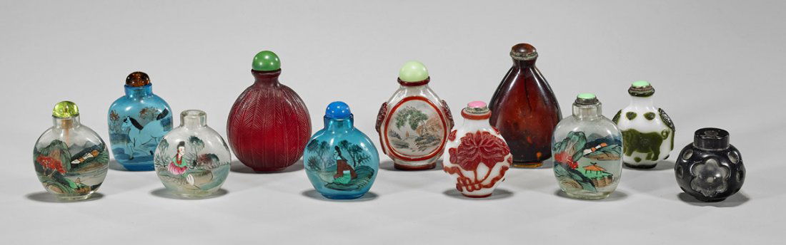 Group of Eleven Glass Snuff Bottles (1 of 1)
