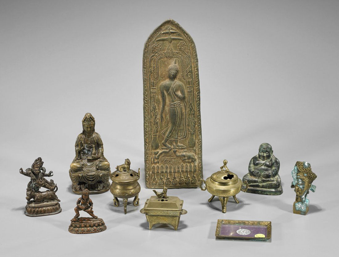 Ten Various Asian Metalwork Items: Vessels & Deities (1 of 1)