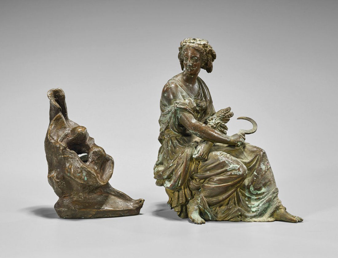 Two Bronze Sculptures: Abstract & Figural (1 of 2)