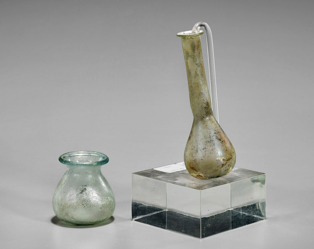 Two Roman Glass Vessels: Ungentarium & Jarlet (1 of 1)
