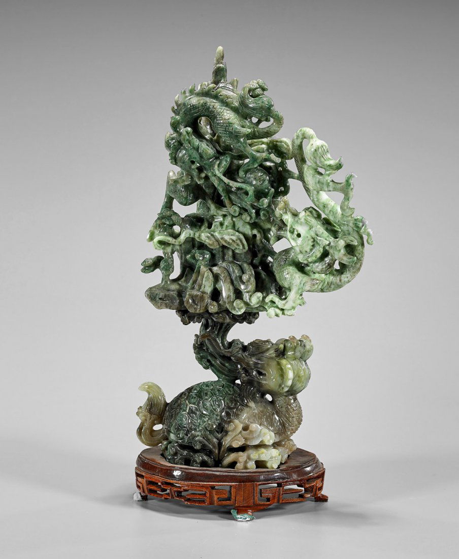 Chinese Carved Sectional Group: Dragon Turtle (1 of 2)