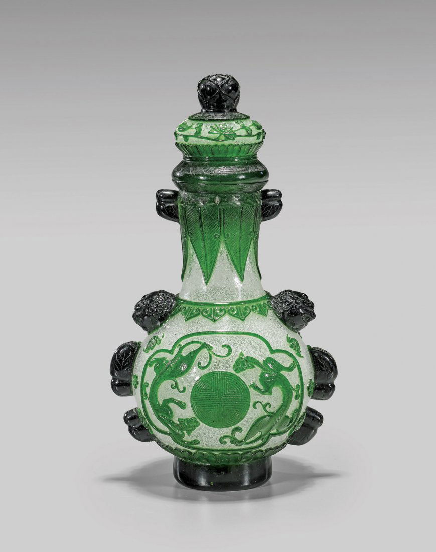 Beijing Green & Snowflake Glass Vase (1 of 3)
