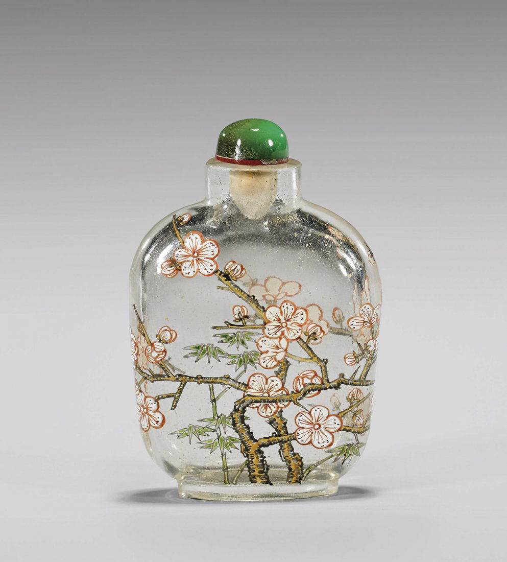 ANTIQUE ENAMELED GLASS SNUFF BOTTLE (1 of 2)