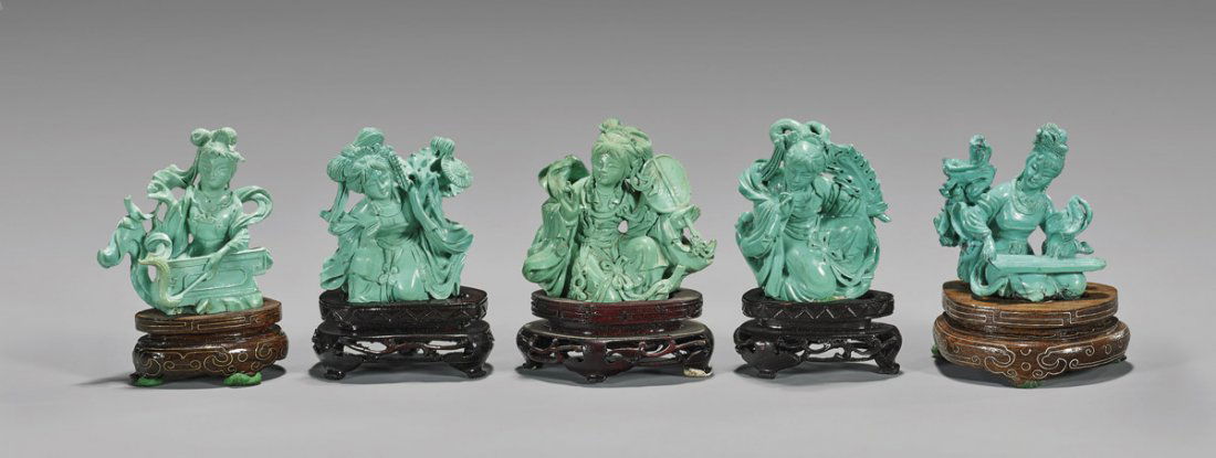 FIVE ANTIQUE CARVED TURQUOISE BEAUTIES (1 of 2)