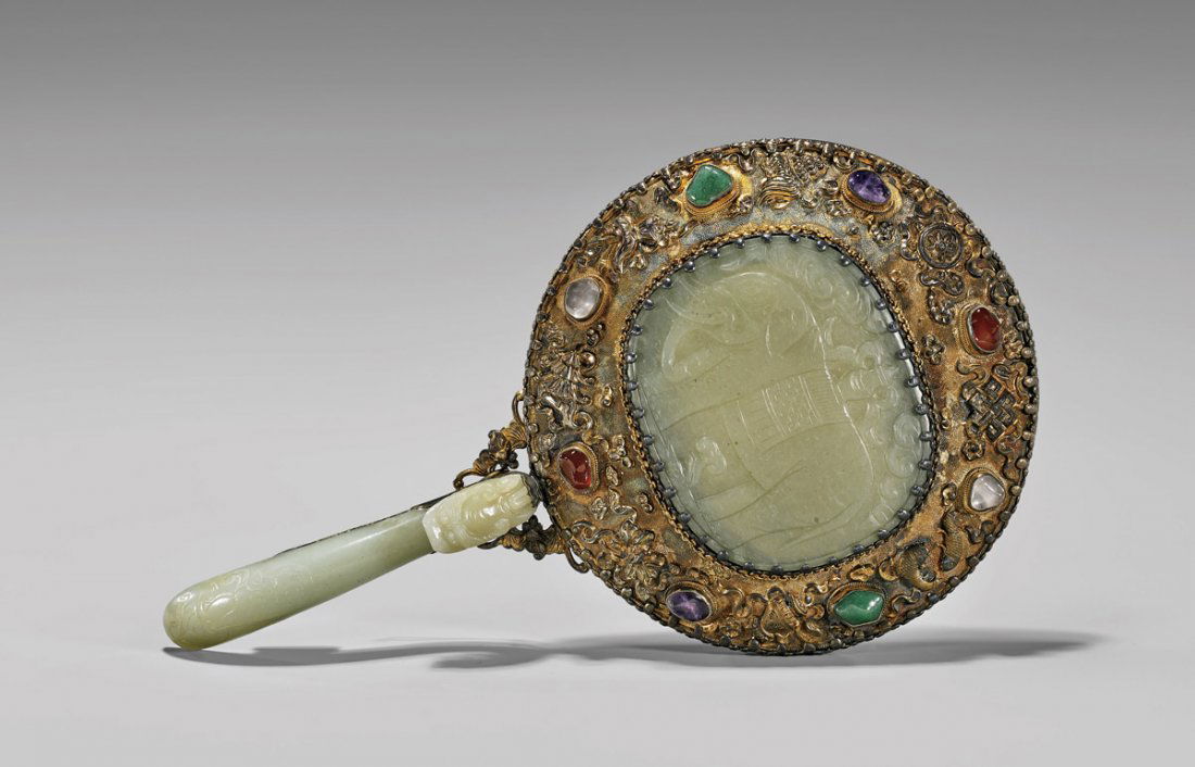 ANTIQUE GILT FILIGREE REPOUSSÉ HAND MIRROR (1 of 2)