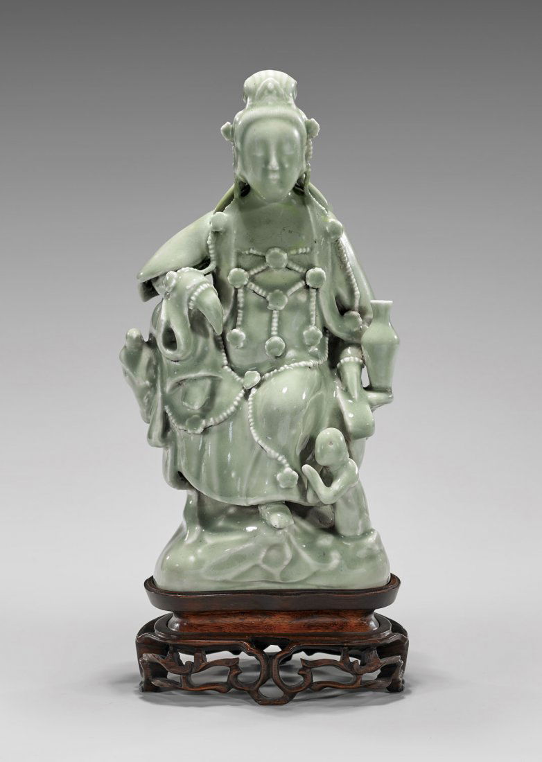 ANTIQUE LONGQUAN-TYPE CELADON GUANYIN (1 of 2)