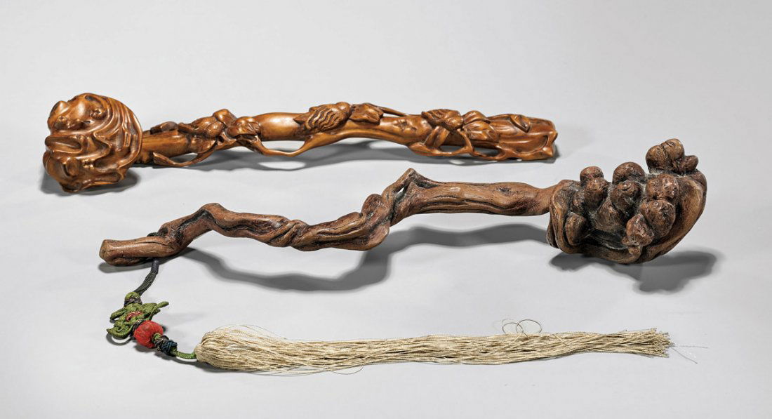 TWO ANTIQUE CARVED WOOD RUYI SCEPTERS (1 of 1)