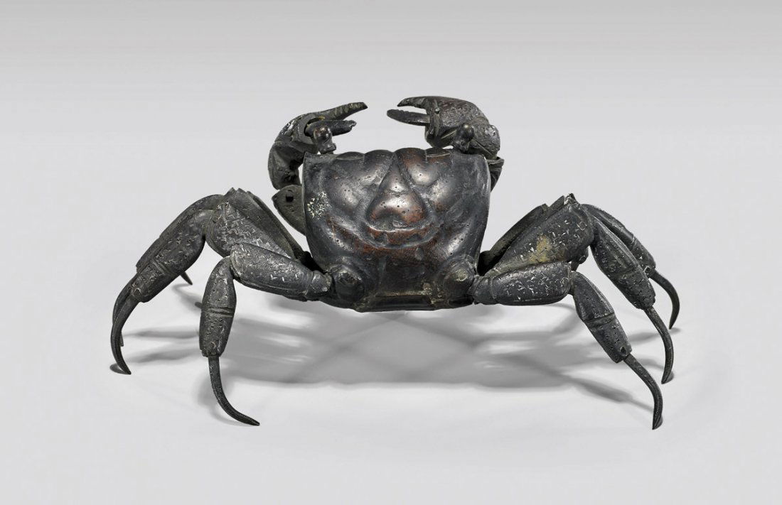 ANTIQUE JAPANESE BRONZE OKIMONO: Crab (1 of 4)