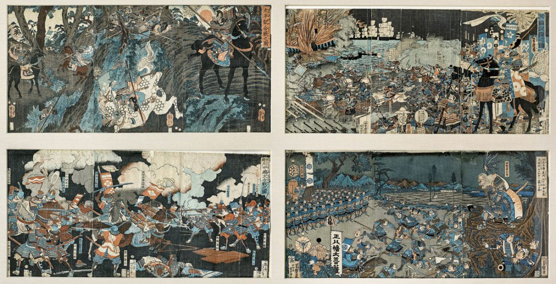 FOUR SETS OF WOODBLOCK TRIPTYCH PRINTS (1 of 5)