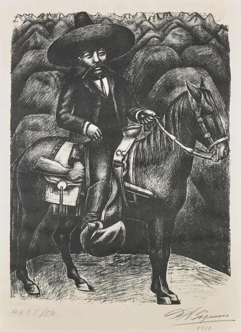LITHOGRAPH BY DAVID A. SIQUEIROS: Zapata (1 of 3)