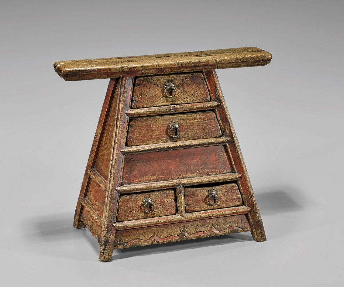 ANTIQUE CHINESE WOOD BARBER'S STOOL/BENCH (1 of 3)