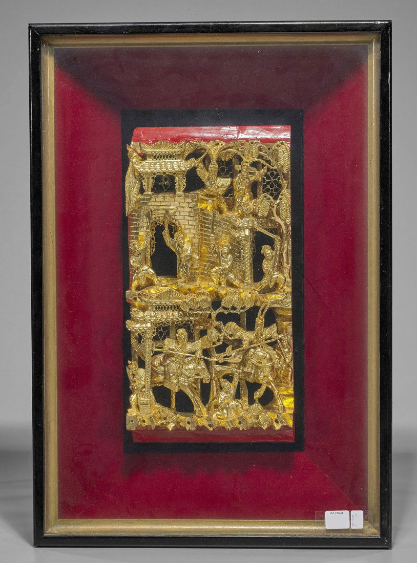 Old Chinese Gilt & Painted Wood Panel (1 of 1)