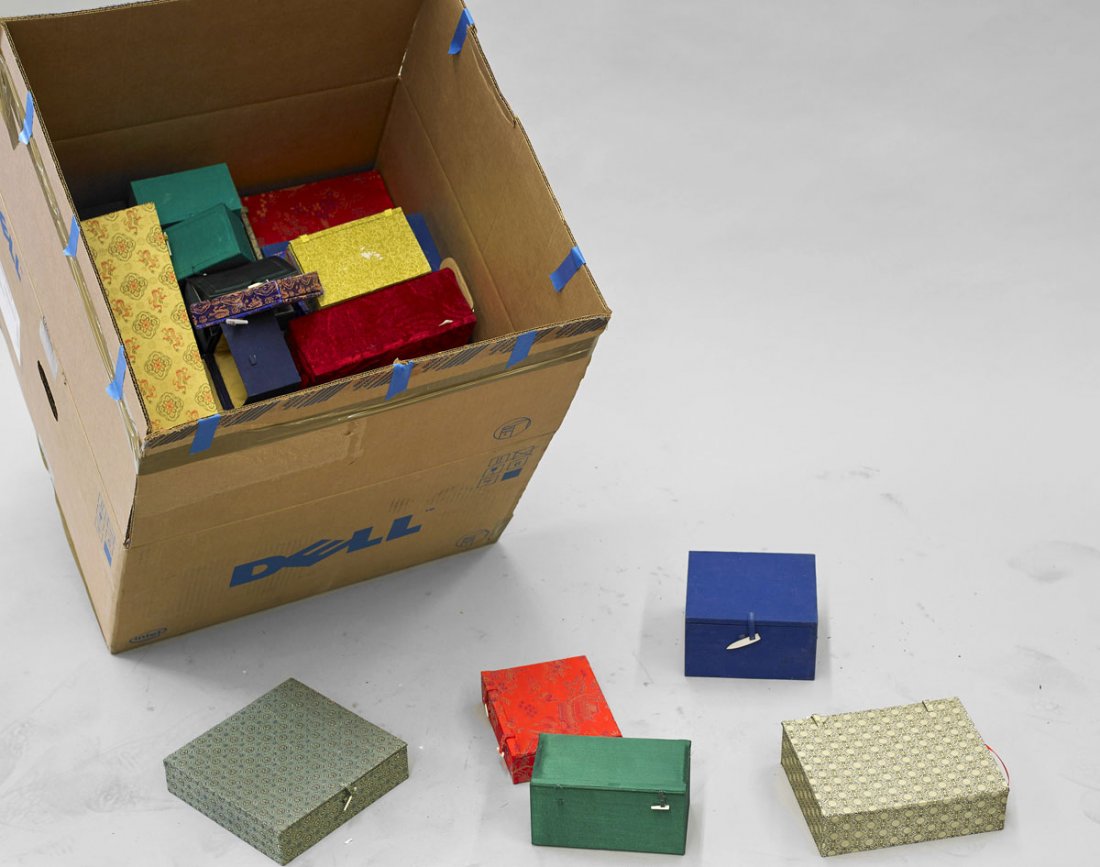 Group of Thirty-Two Cloth Fitted Boxes (1 of 1)