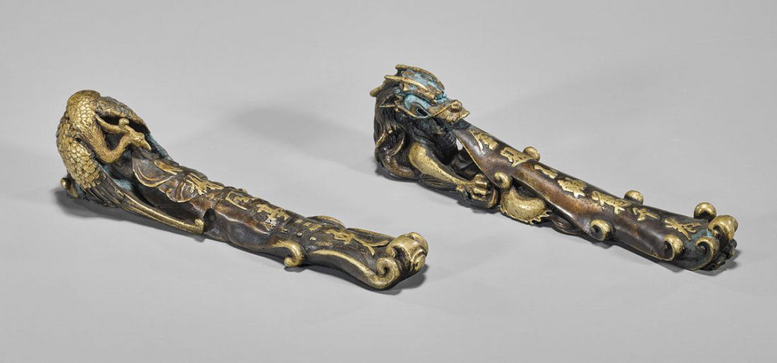 Pair Chinese Gilt Bronze Mounts (1 of 1)