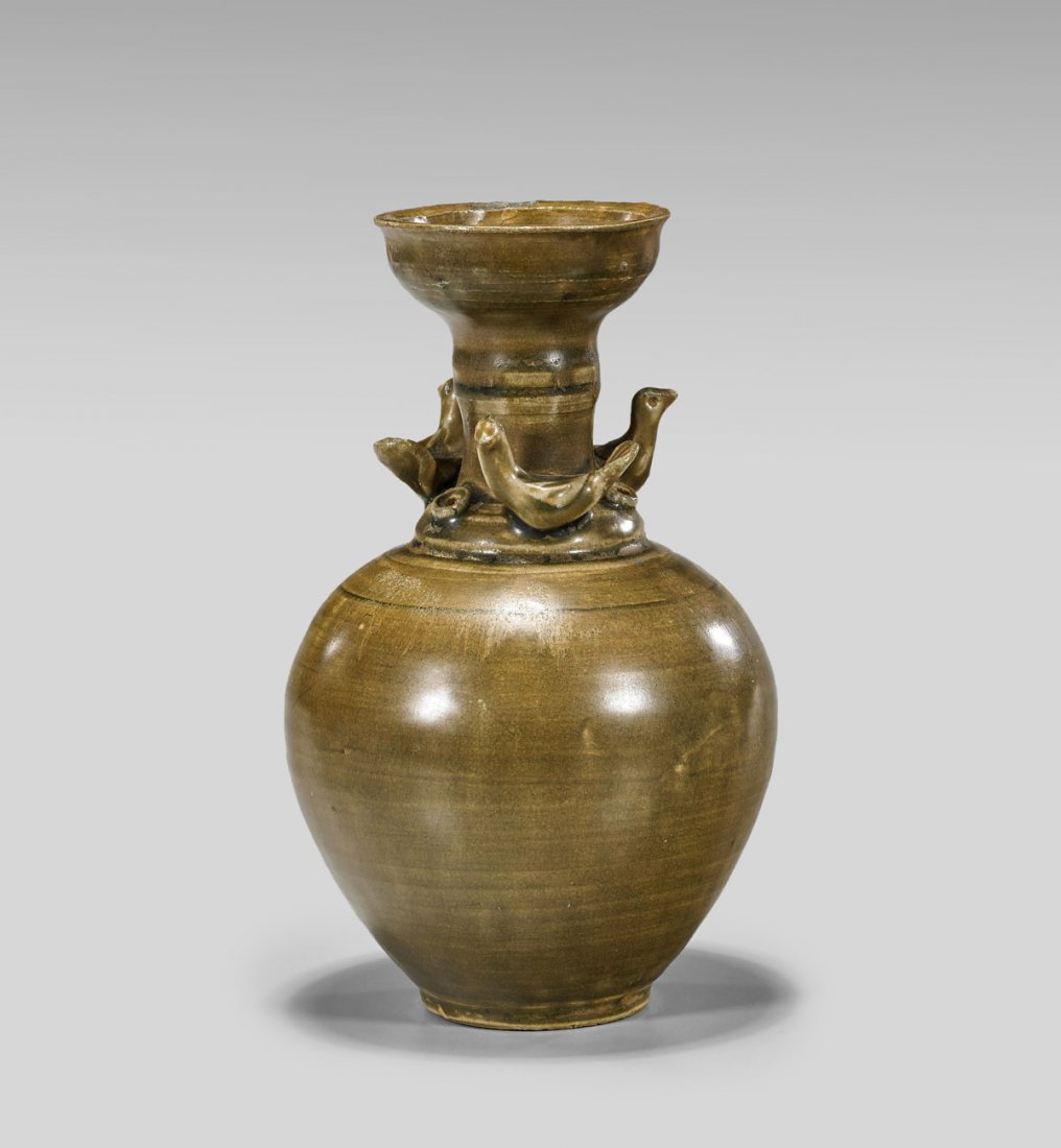 Chinese Yuan-Style Moulded Celadon Vase (1 of 2)