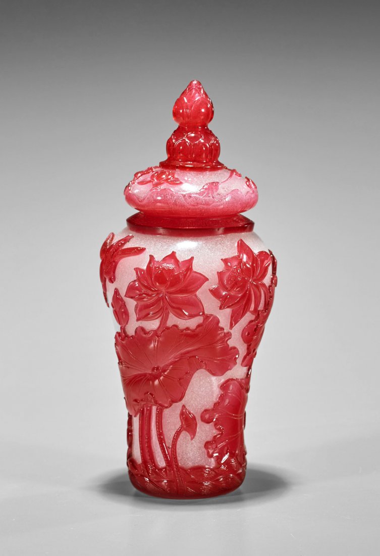 Pink Overlay Snowflake Glass Vase (1 of 3)