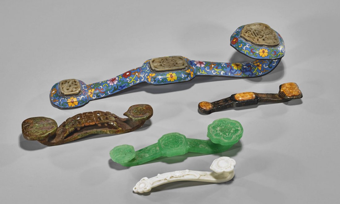Five Chinese Ruyi Scepters: Cloisonne & Hardstone (1 of 1)