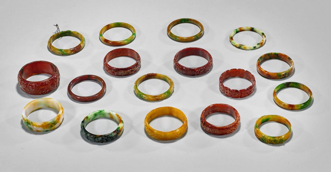 Group of Seventeen Multicolored Chinese Bangles (1 of 1)