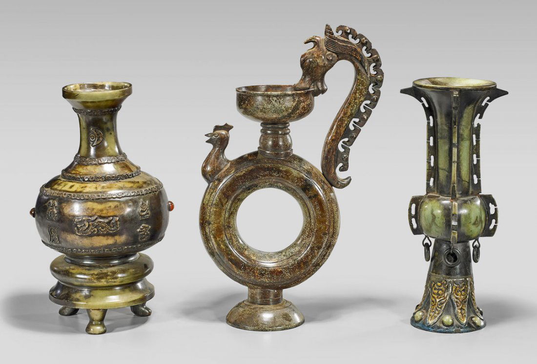 Three Large Archaistic Carved Vessels (1 of 1)