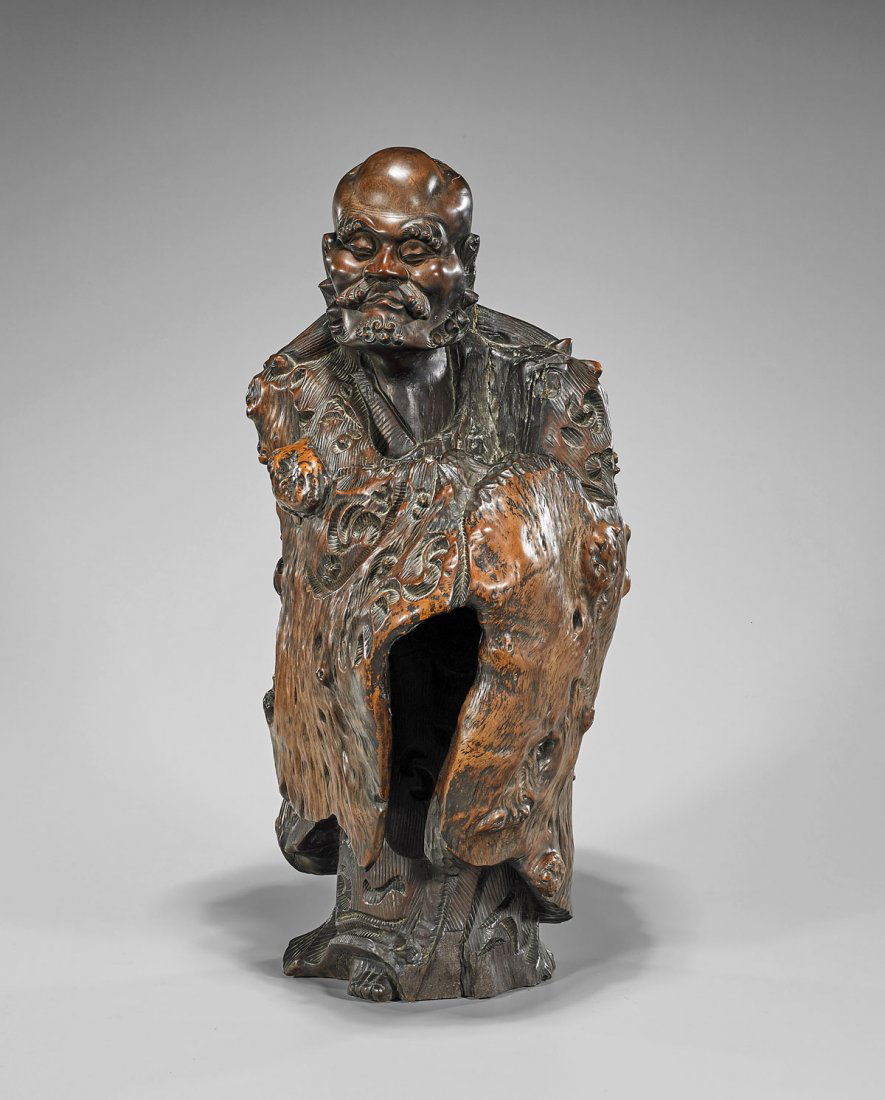 Elaborately Carved Chinese Burlwood Figure (1 of 1)