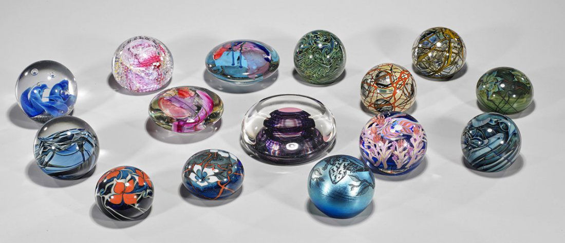 Collection of Fifteen Signed Art Glass Paperweights (1 of 1)