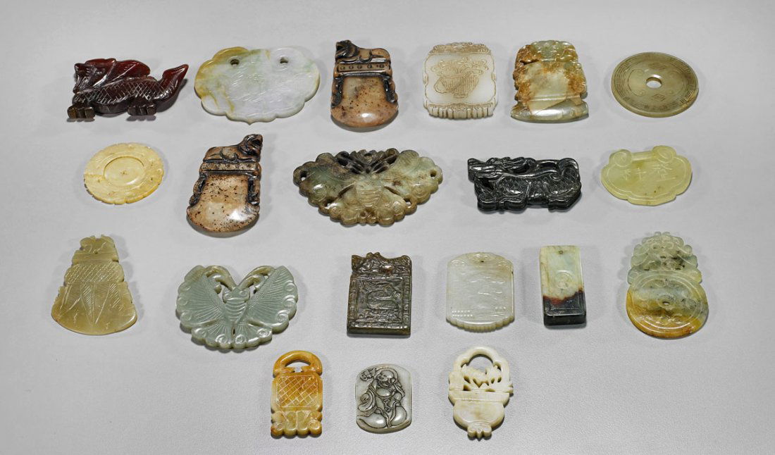 Group of Twenty Chinese Carved Plaques & Pendants (1 of 1)