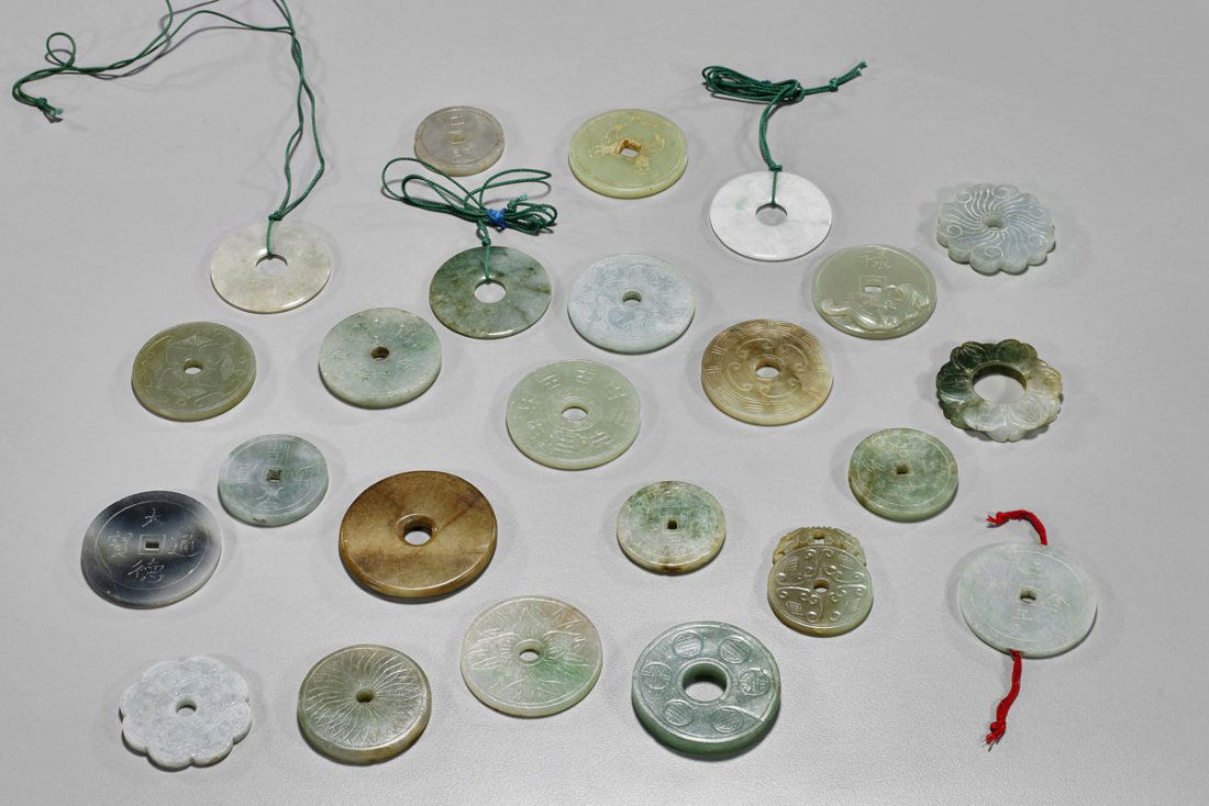 Group of Twenty-Four Carved Bi Pendants (1 of 1)