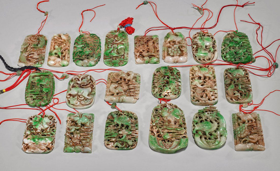 Collection of Twenty Carved Jadeite or Hardstone (1 of 2)