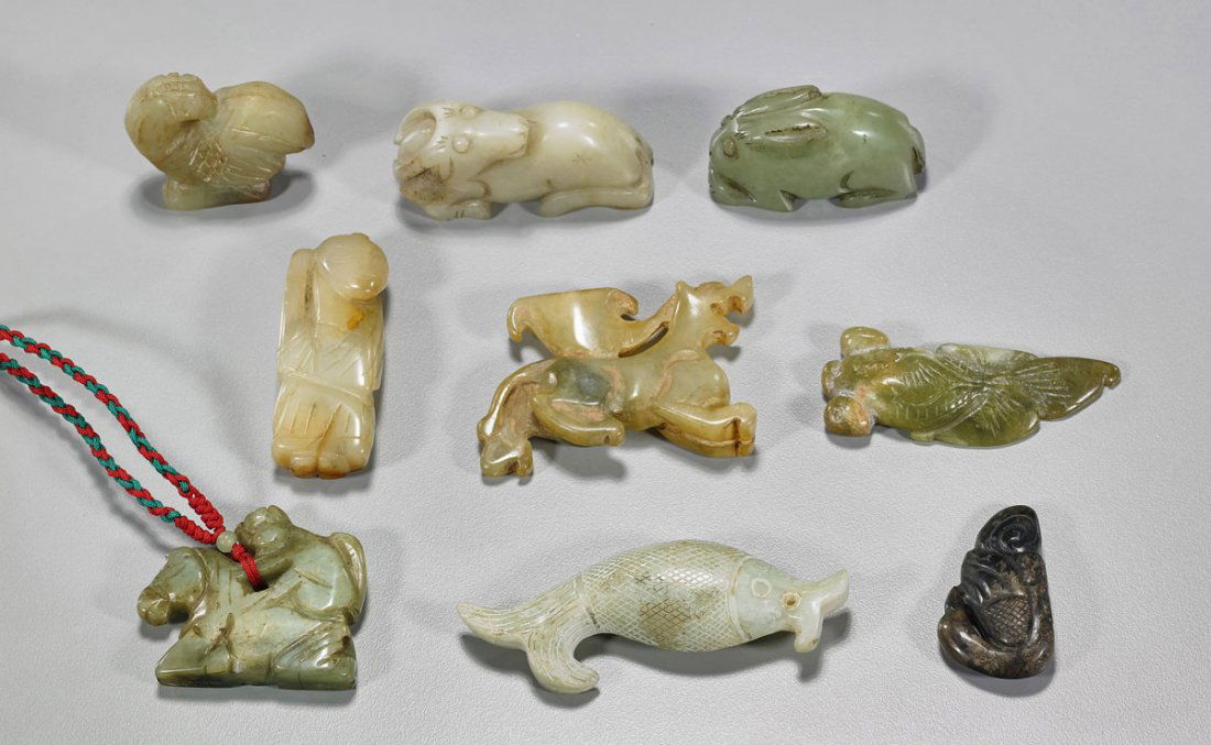 Nine Old Chinese Carvings & Toggles (1 of 1)