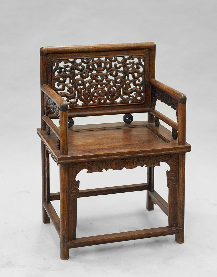 Chinese Carved Hardwood Chair (1 of 1)