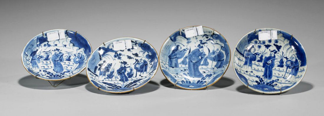 Four Antique Chinese Blue & White Porcelain Dishes (1 of 2)