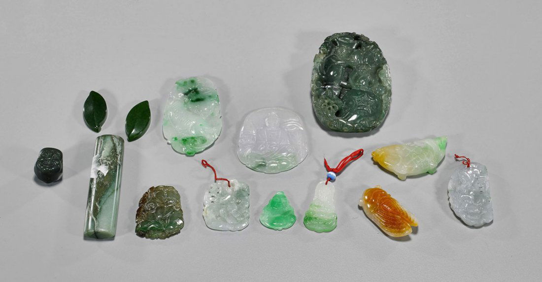Fourteen Small Jade & Hardstone Carvings (1 of 1)