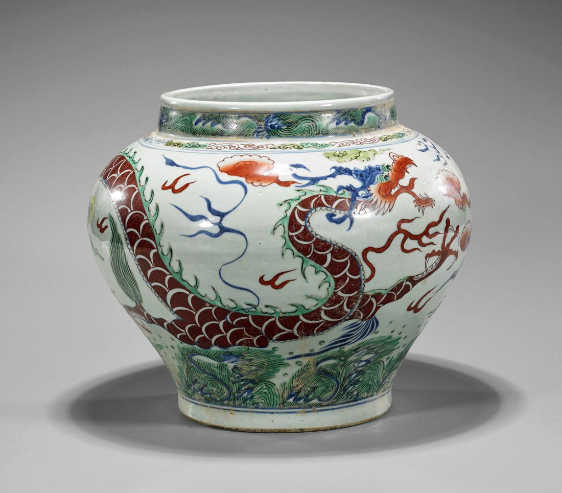 Large Chinese Porcelain Dragon Jar (1 of 3)
