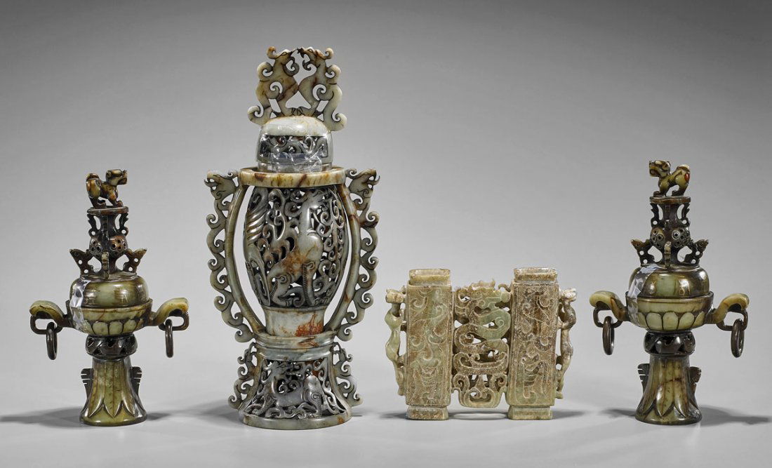 Four Chinese Carved Hardstone Vessels (1 of 1)