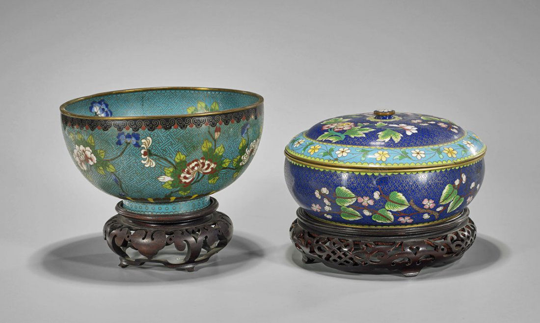 Two Chinese Cloisonne Enamel Wares: Bowl & Covered (1 of 2)