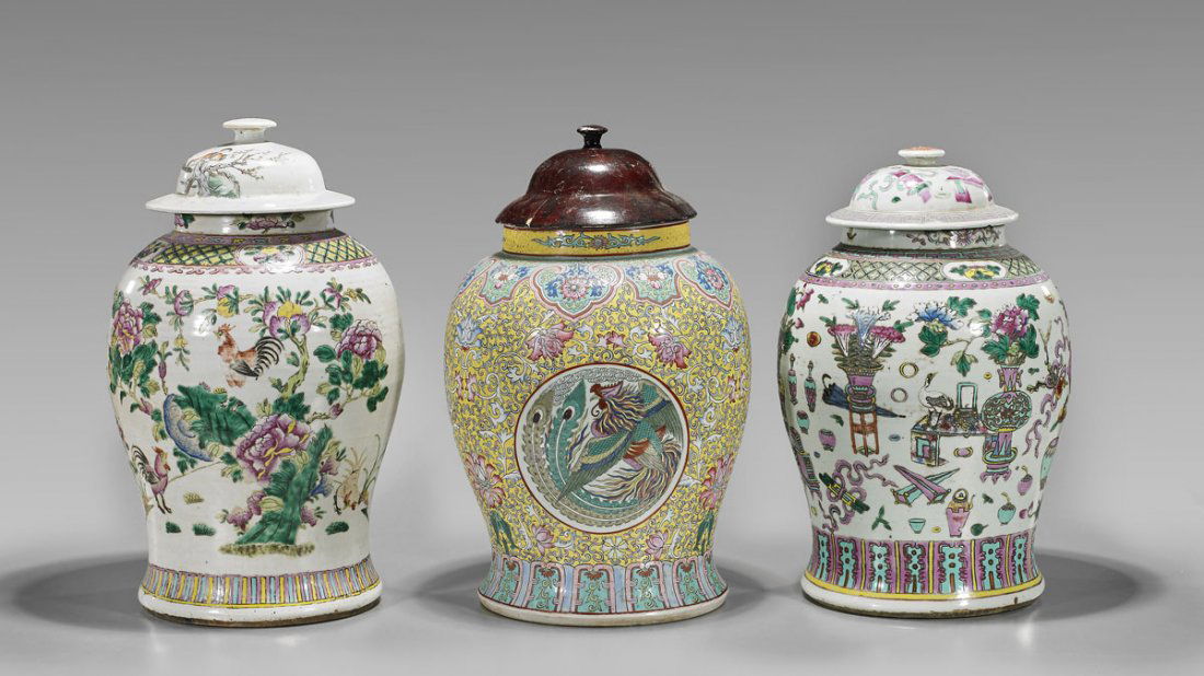 Three Antique Enameled Baluster Jars (1 of 1)