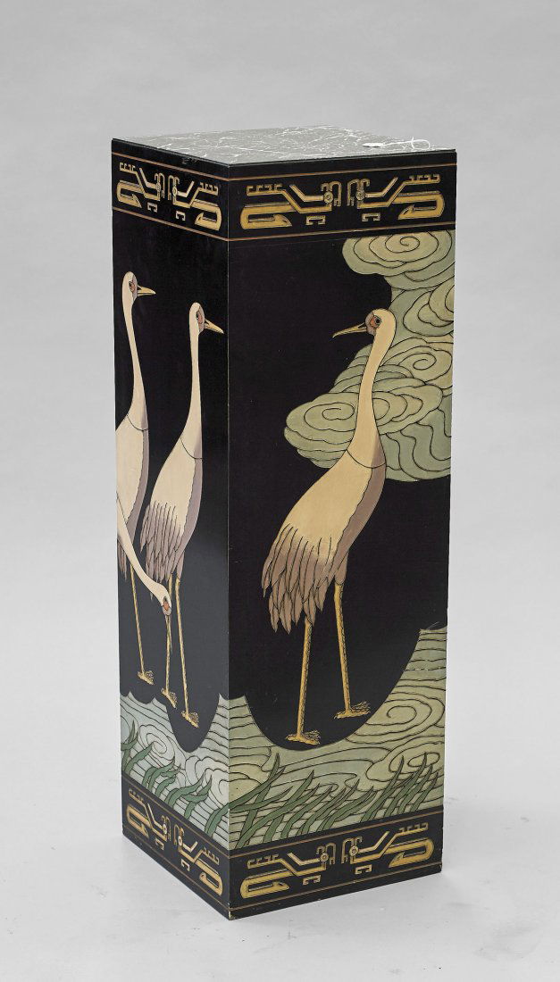 Old Chinese Coromandel Lacquer Pedestal: Cranes (1 of 1)