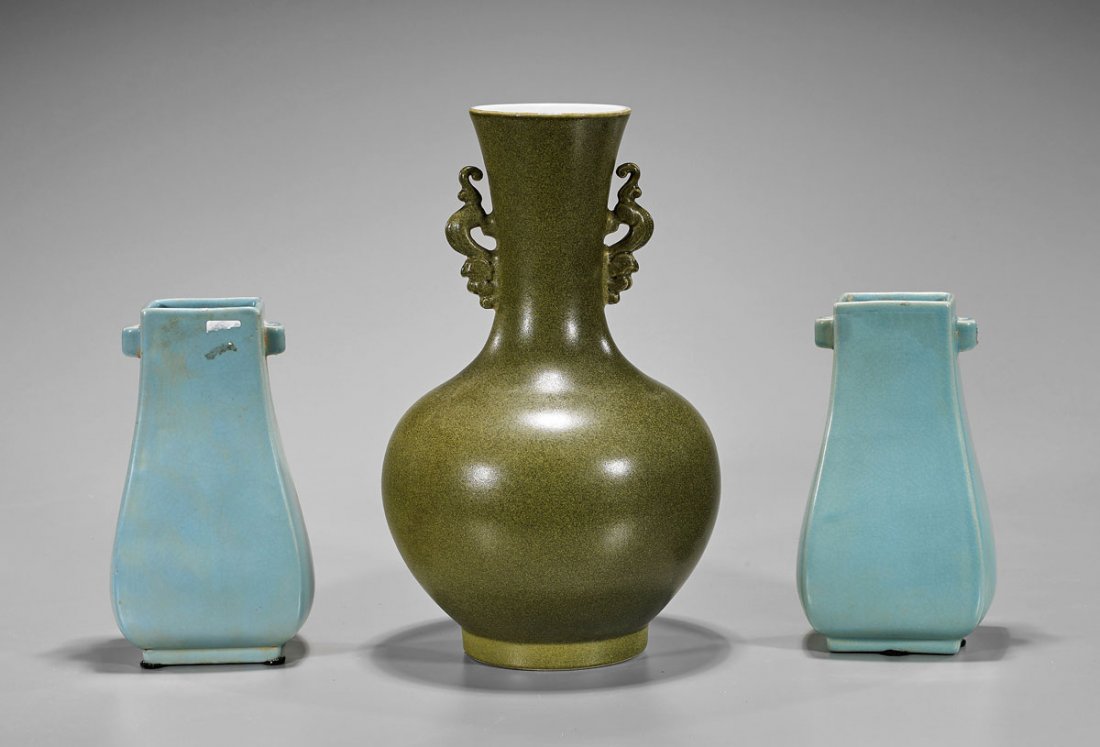 Three Chinese Monochrome Porcelain Vases (1 of 2)
