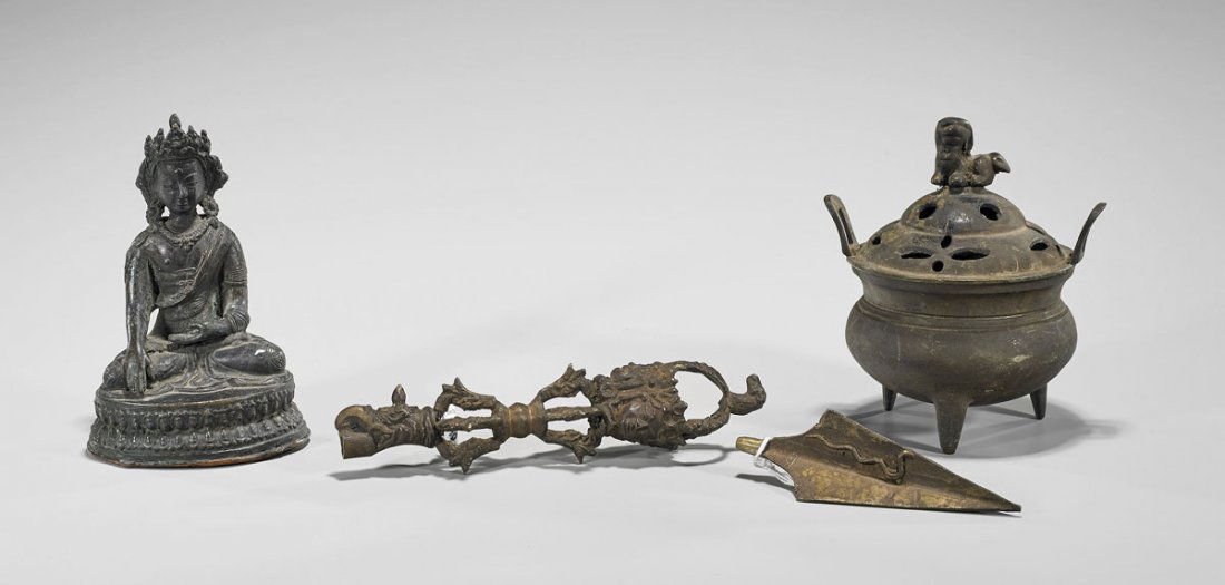 Four Chinese & Tibetan Bronze Items (1 of 1)