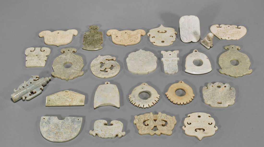 Group 24 Archaistic Chinese Carved Hardstones (1 of 1)