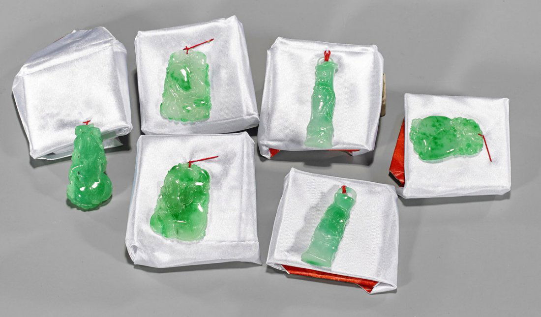 Six Carved Jade or Hardstone Pendants (1 of 1)