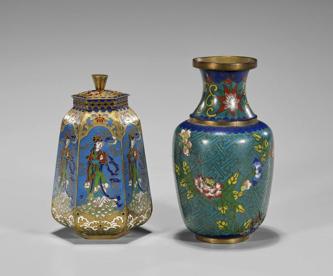 Two Old Cloisonne Enamel Vases (1 of 1)