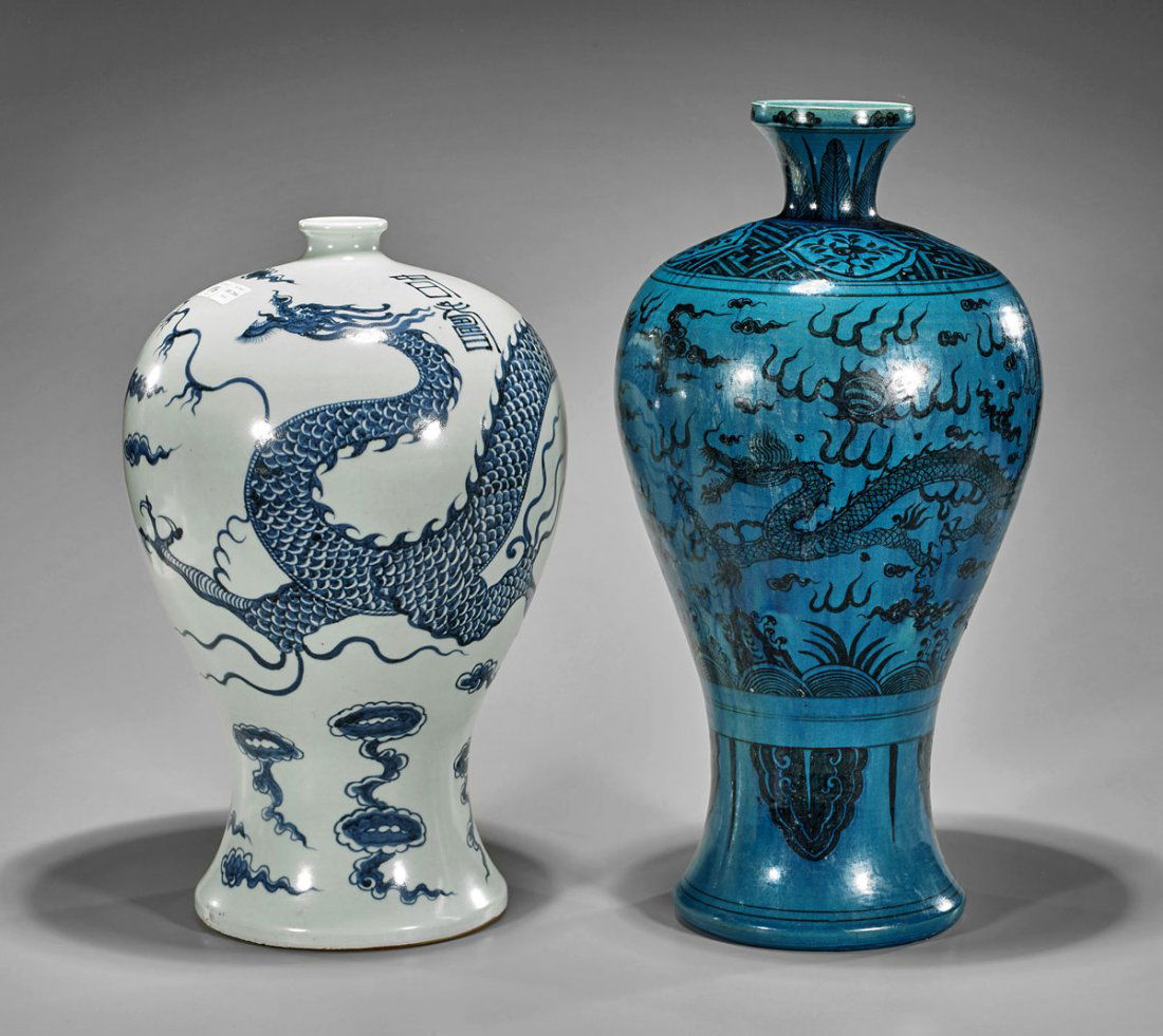 Two Porcelain Meiping Dragon Vases (1 of 1)