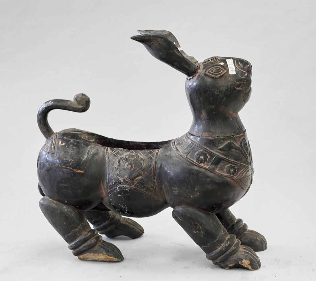 Three Massive Carved Wood Storage Boxes: Duck & Rabbits (1 of 3)