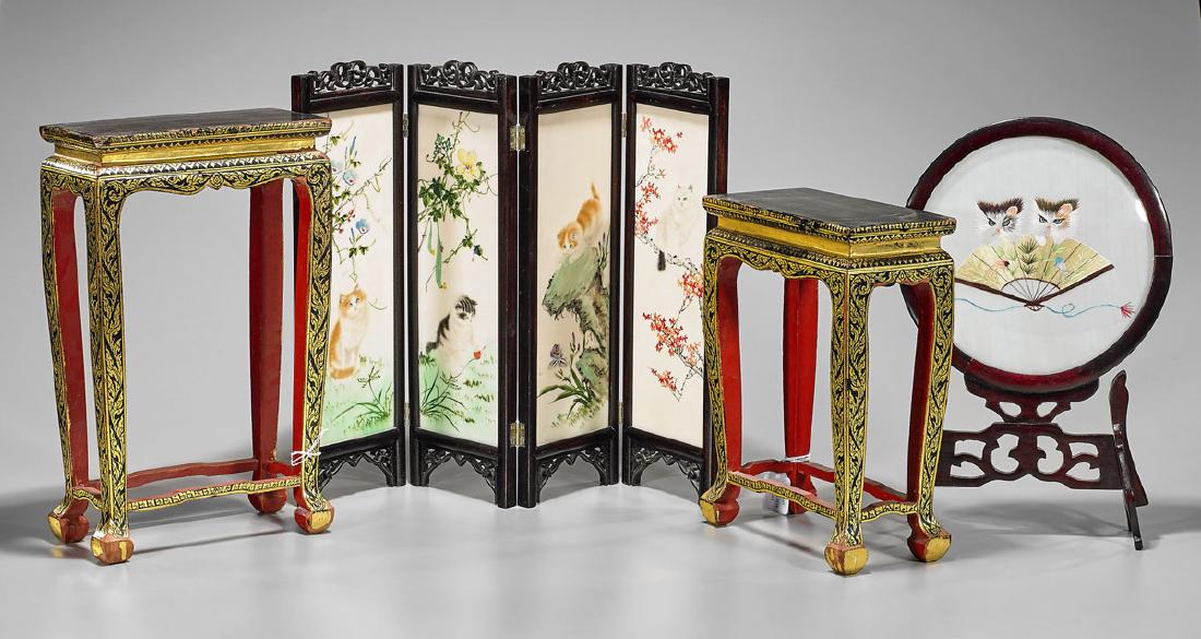 Four Miniature Chinese & Thai Furniture Items (1 of 1)