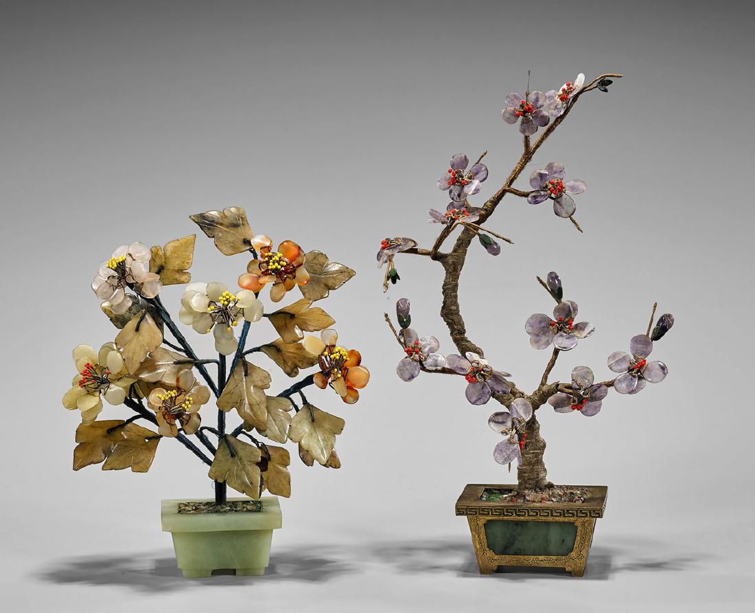 Pair Old Chinese Hardstone "Trees" (1 of 1)