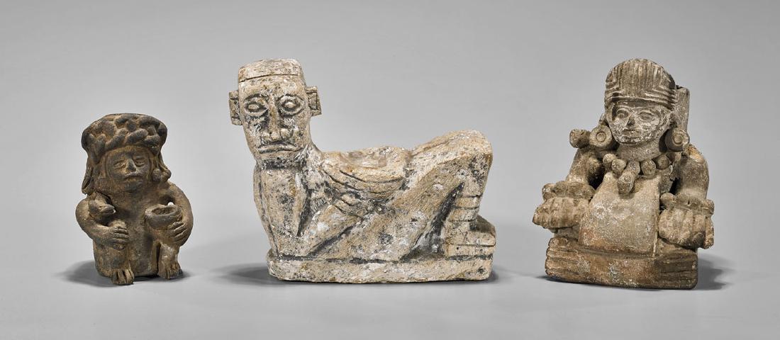Three Pre-Columbian-Style Figural Items: Pottery & (1 of 1)